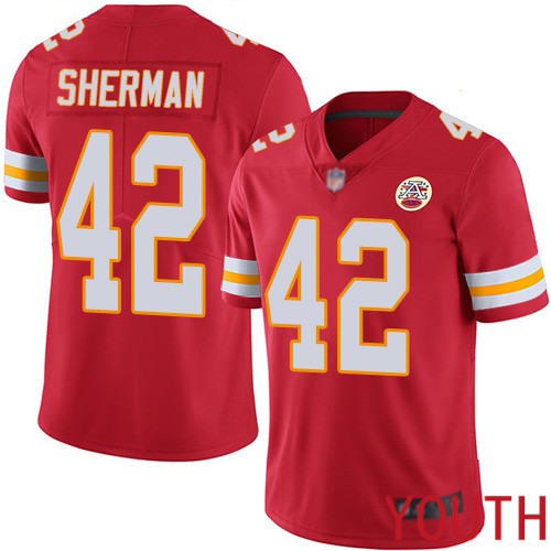 Youth Kansas City Chiefs 42 Sherman Anthony Red Team Color Vapor Untouchable Limited Player Nike NFL Jersey